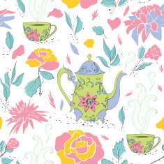 Tea party seamless pattern N3
