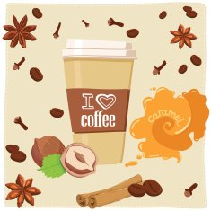 coffee to go cup with caramel nuts and spices