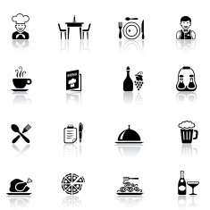 Black Restaurant Icon Set