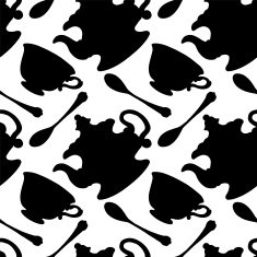 Seamless pattern with silhouettes cups and teapots N4