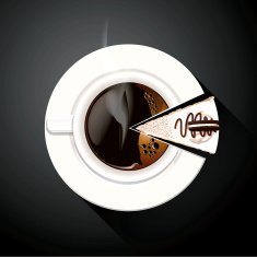 Vector of Pie chart Coffee cup and Cake slices N3