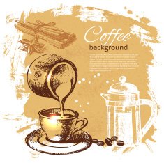 Hand drawn vintage coffee background N19
