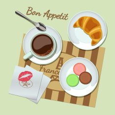Coffee and snacks set top view N2
