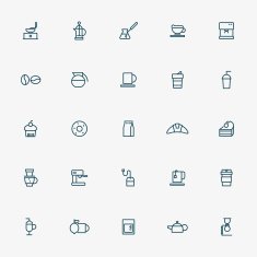 25 coffee minimal line icons N2