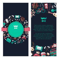 Postcard of modern flat design hipster icons N5