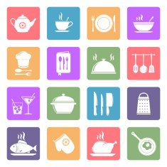 Cooking and kitchen flat icons