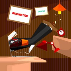 Flat Illustration Man Get Sucket into the laptop