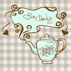 Tea party invitation with teapot N2