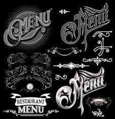 calligraphic elements for design label menu