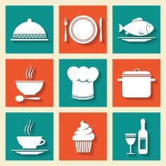 Restaurant cafe icons set