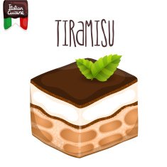 Tiramisu Italian food vector illustration