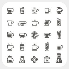 Coffee and Tea cup icons set