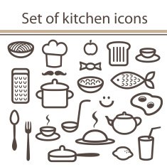 Set of simple kitchen icons (vector)