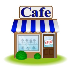 Facade of cafe vector icon