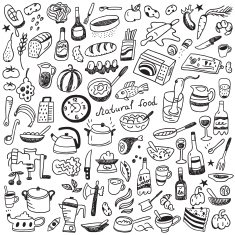 Cookery natural food - doodles collection