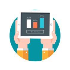 Hands hold tablet PC with graphs N2