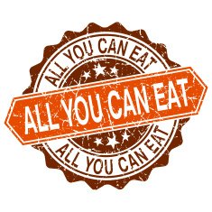 All you can eat grungy stamp isolated on white background