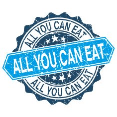 All you can eat grungy stamp isolated on white background N2