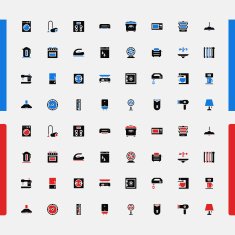 Set of small icons Household appliances Consumer Electronics Vector
