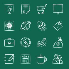 Business icons Chalk Style