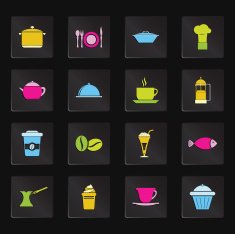 Black Colorful Food& Drinks Icons
