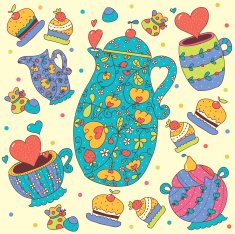 Tea set with hearts