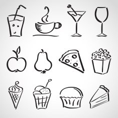 Ink stylesketch set - food drinks ice cream