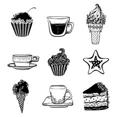 Tea coffee and dessert icons