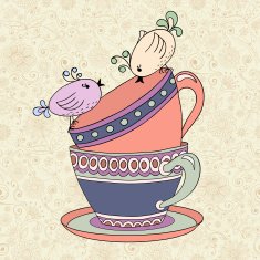 Tea party invitation card template vector N2
