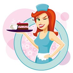 Waitress serving coffee and pie N2
