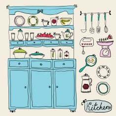 Kitchen set in vector Design elements of kitchen
