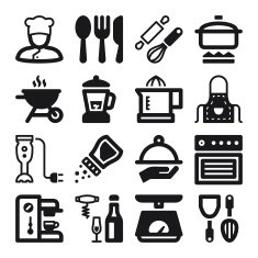 Cooking flat icons Black