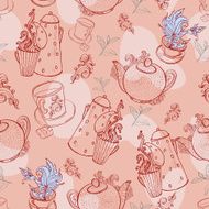 vintage tea porcelain seamless pattern N2