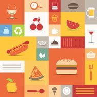 Color tiles with food icons collection