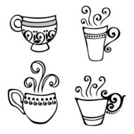 Vector Cups of Coffee with Steam