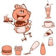Hamburger waitress set