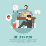 Stress on work flat icon