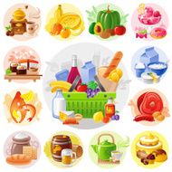 Food shopping icon set