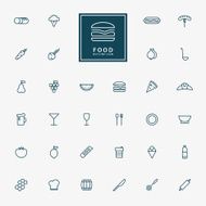 32 food and beverage minimal line icons