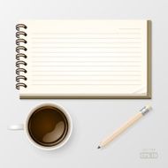 Notebook with coffee