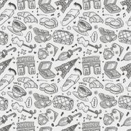 seamless doodle Paris pattern