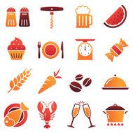 Colored Shaded Food Icons Collection