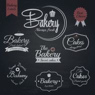 Set of retro bakery labels Chalk typography design Vector