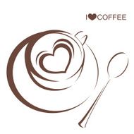 Coffee cup with plate and spoon