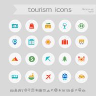 Modern simple colored tourism icons