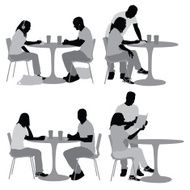 Multiple images of couple in a restaurant