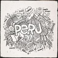 Peru hand lettering and doodles elements background N15