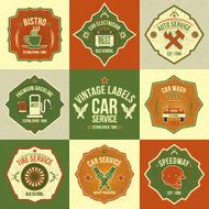 Set of vintage labels auto service