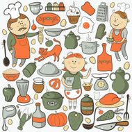 Kitchen vector set cartoon colorful elements N2