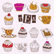 Tea and cupcake background